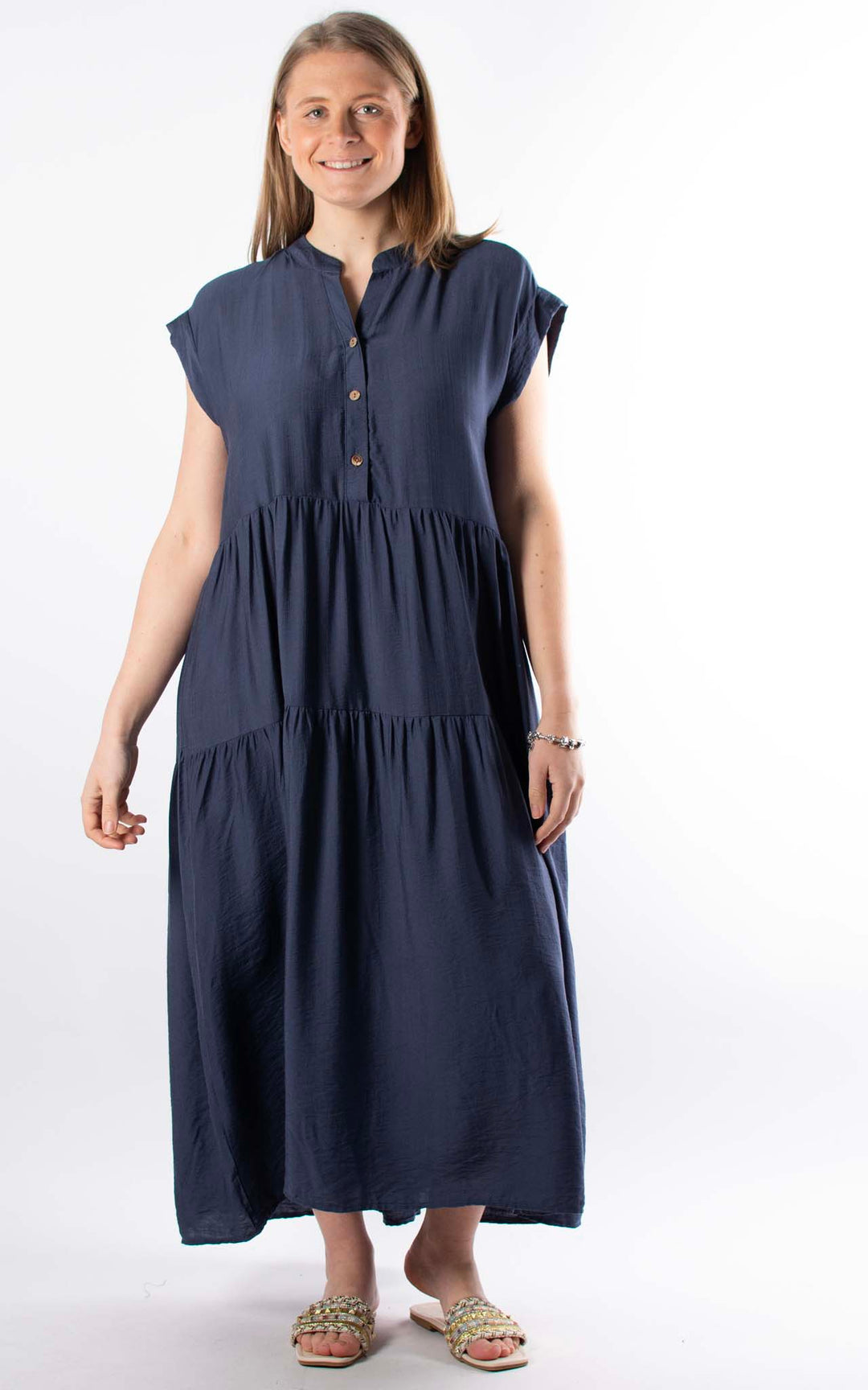 Palma Button Maxi Dress | Navy