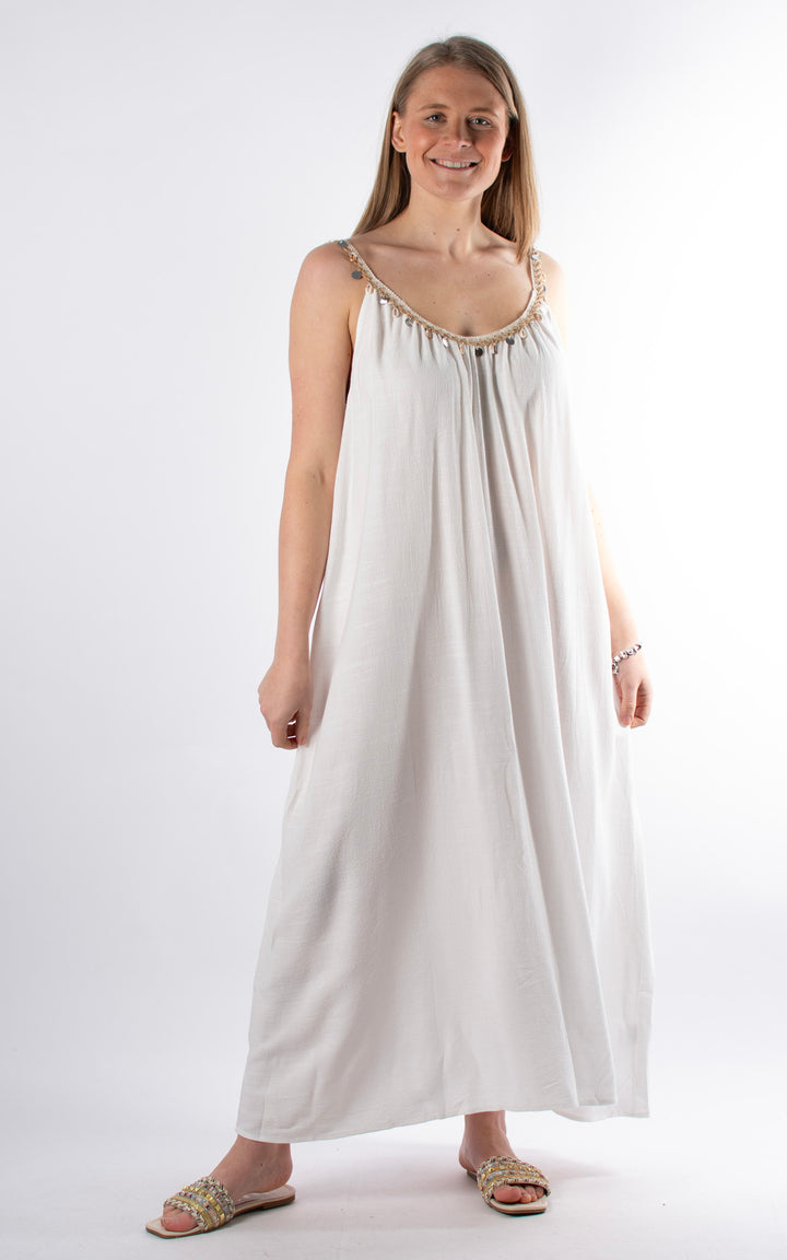 Palma Crochet Shell Dress | White