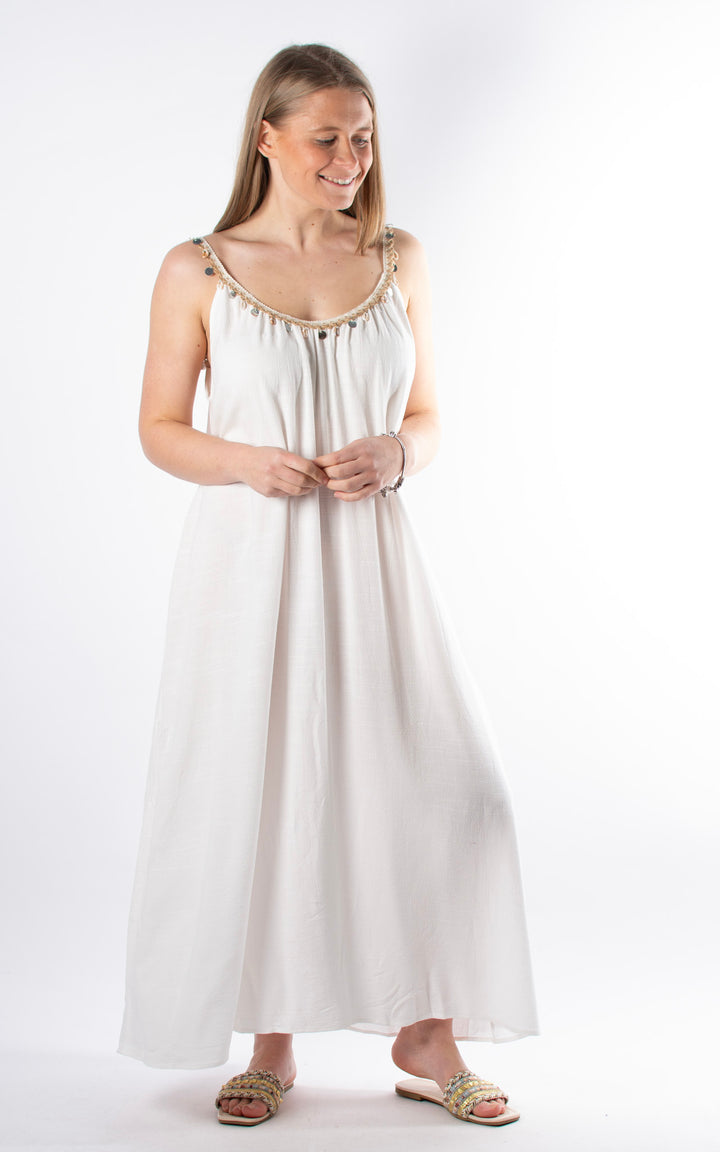 Palma Crochet Shell Dress | White