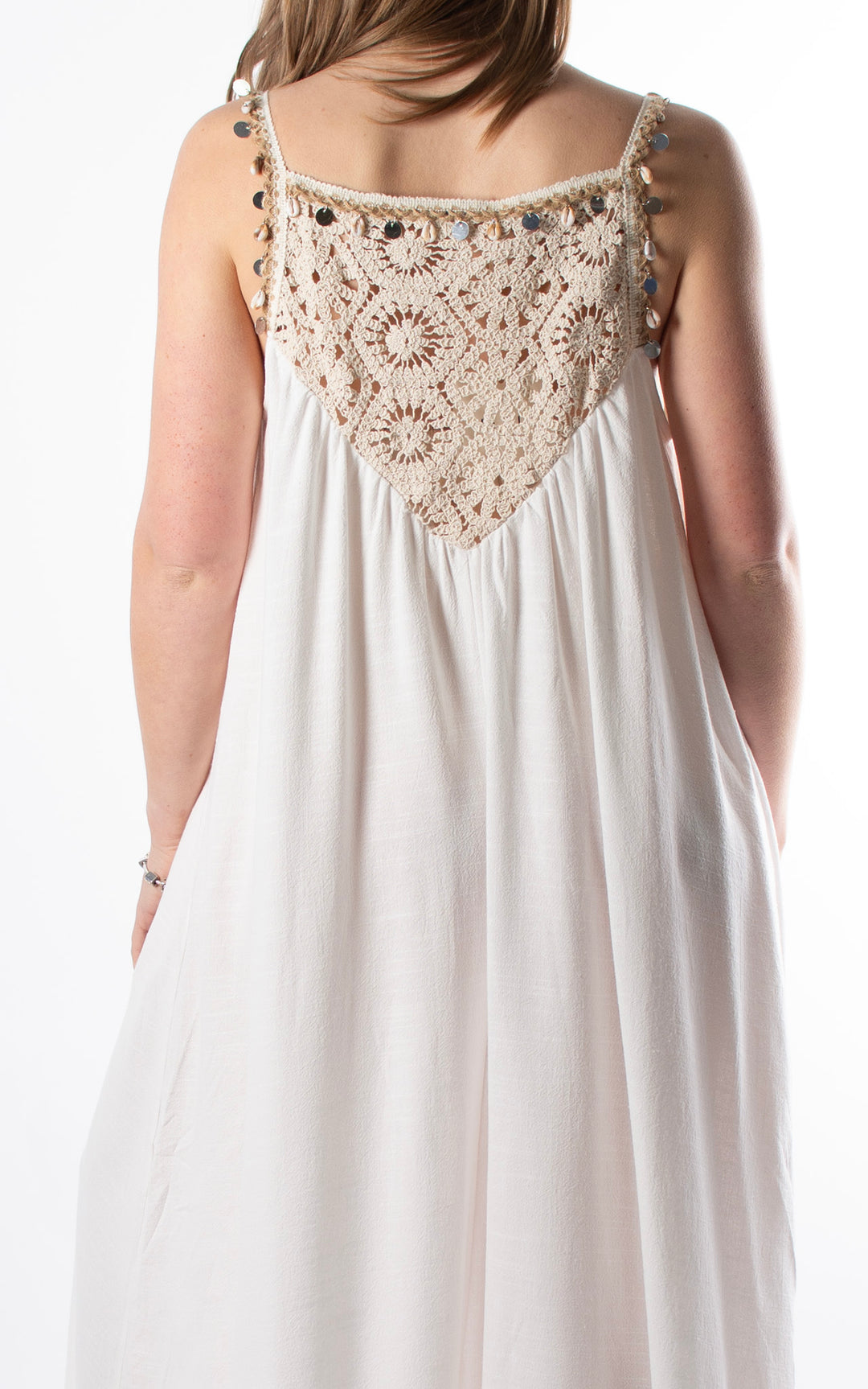 Palma Crochet Shell Dress | White