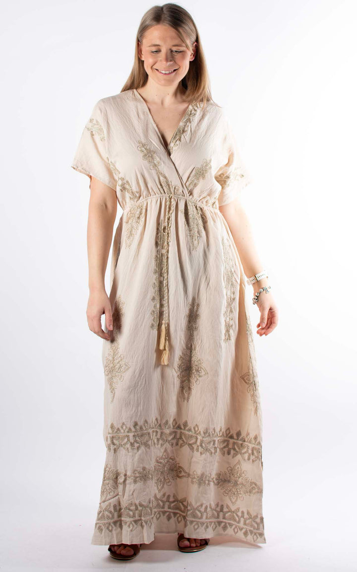 Palma Embroidered Dress | Champagne
