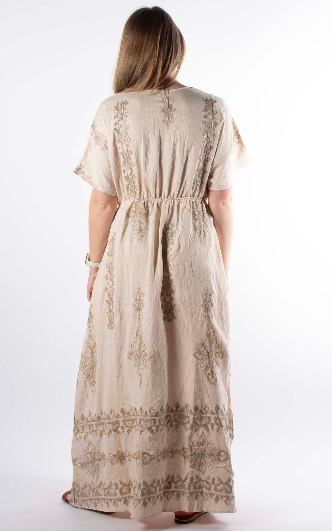 Palma Embroidered Dress | Champagne