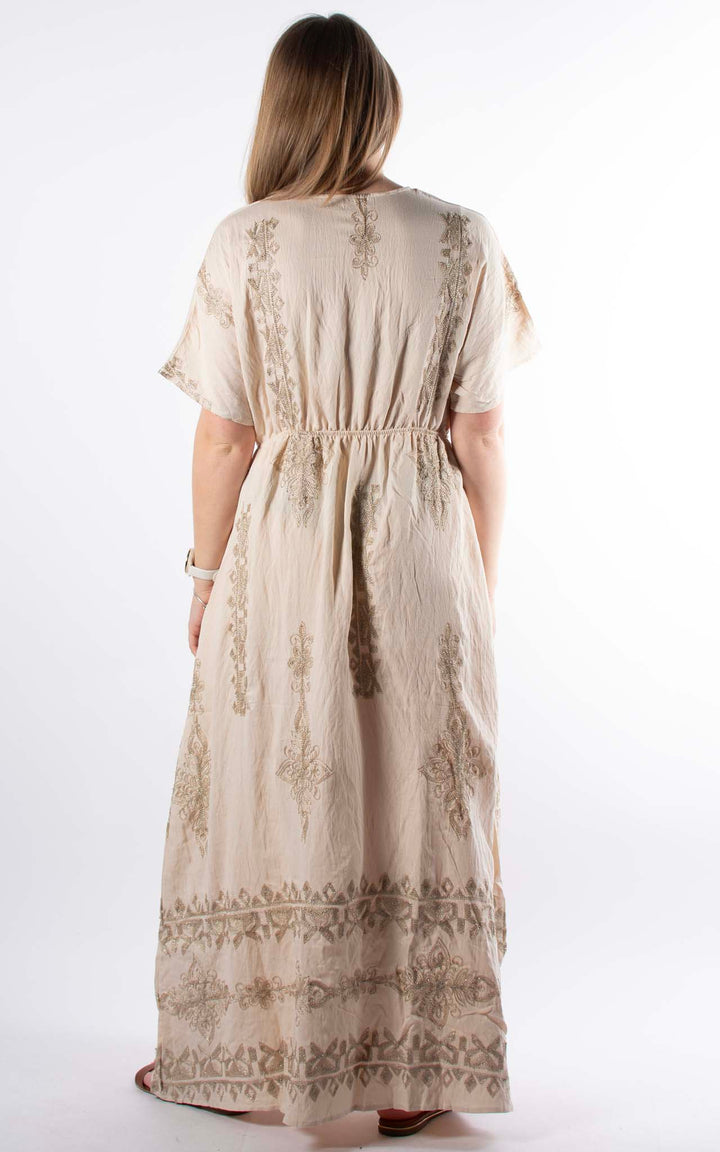 Palma Embroidered Dress | Champagne