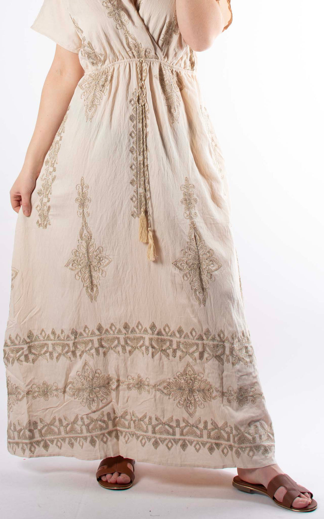 Palma Embroidered Dress | Champagne