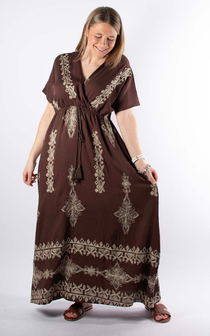 Palma Embroidered Dress | Chocolate