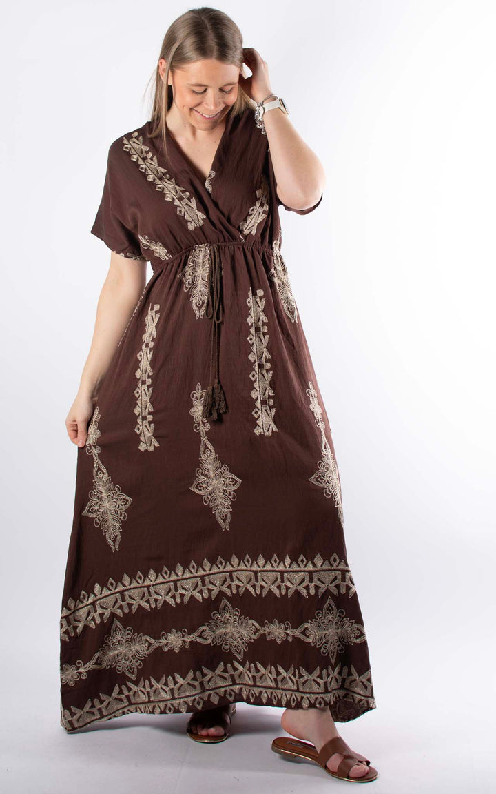 Palma Embroidered Dress | Chocolate