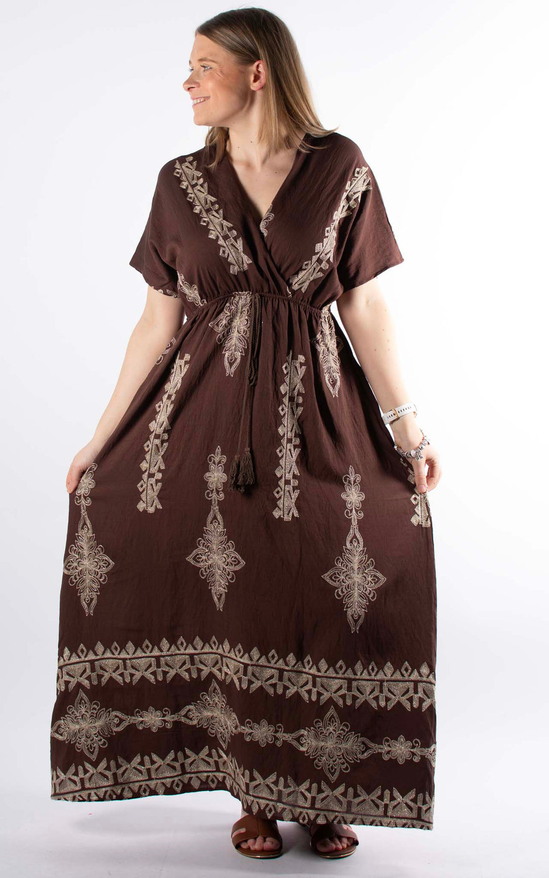 Palma Embroidered Dress | Chocolate