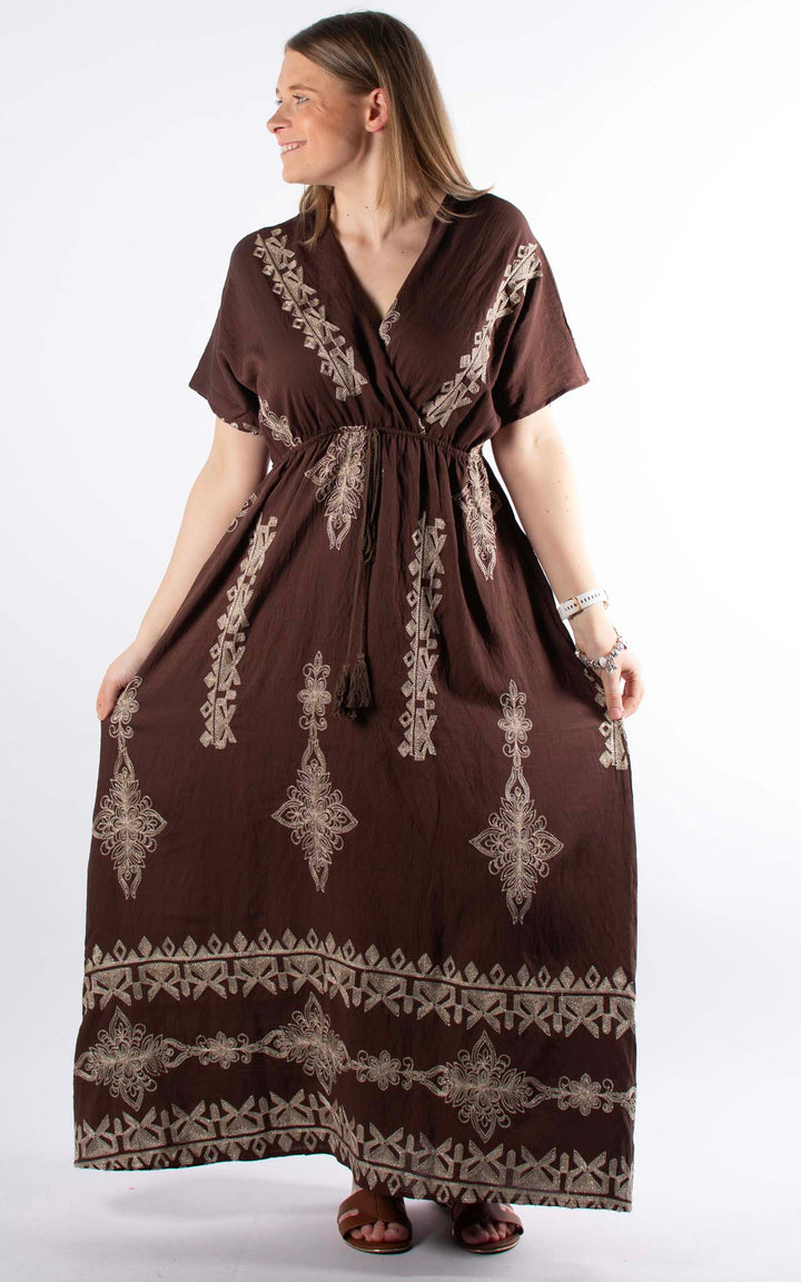 Palma Embroidered Dress | Chocolate