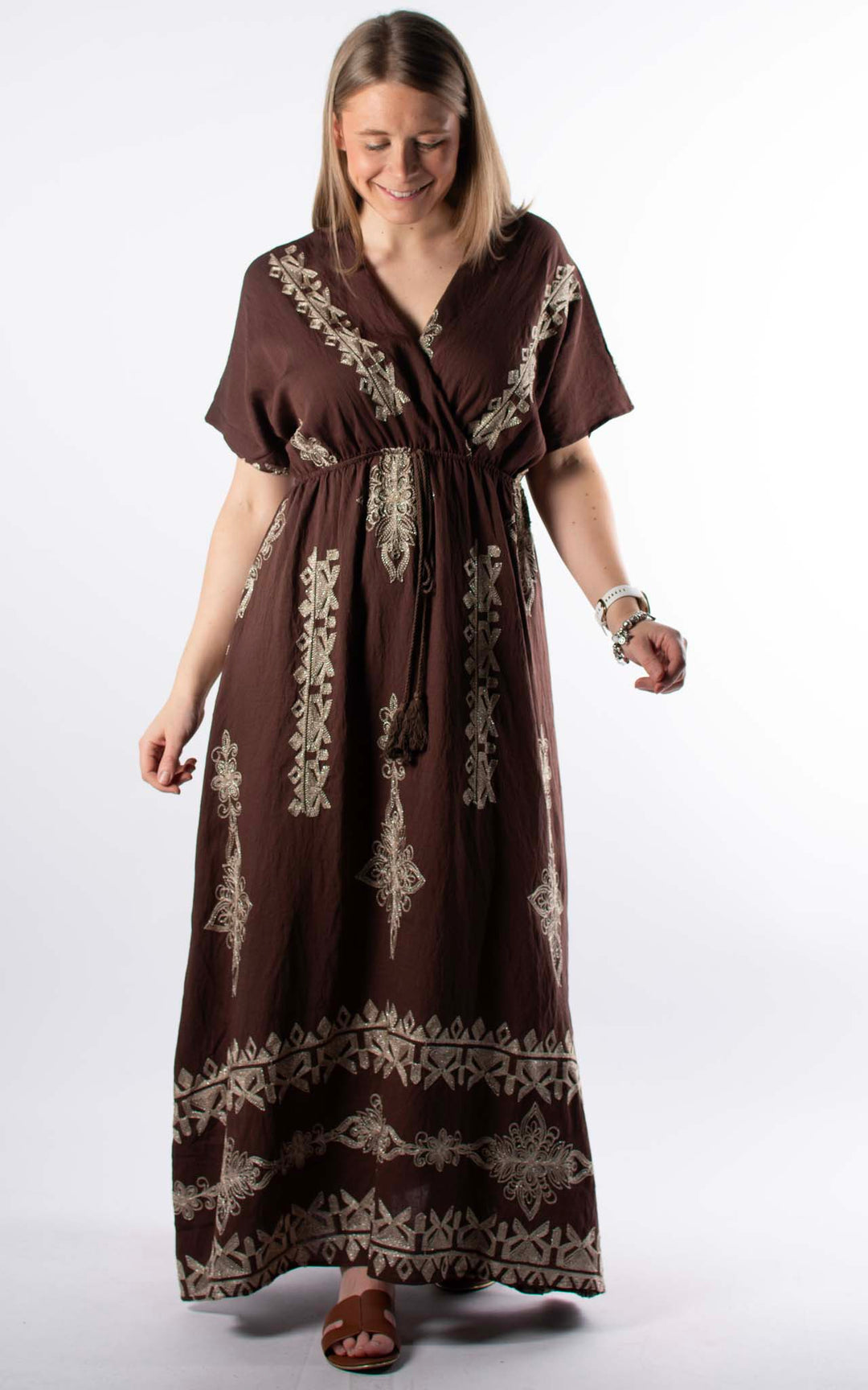 Palma Embroidered Dress | Chocolate