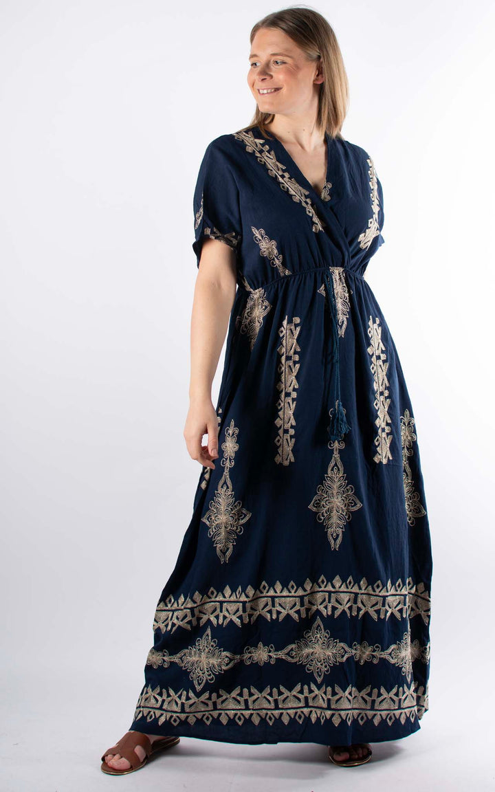 Palma Embroidered Dress | Navy