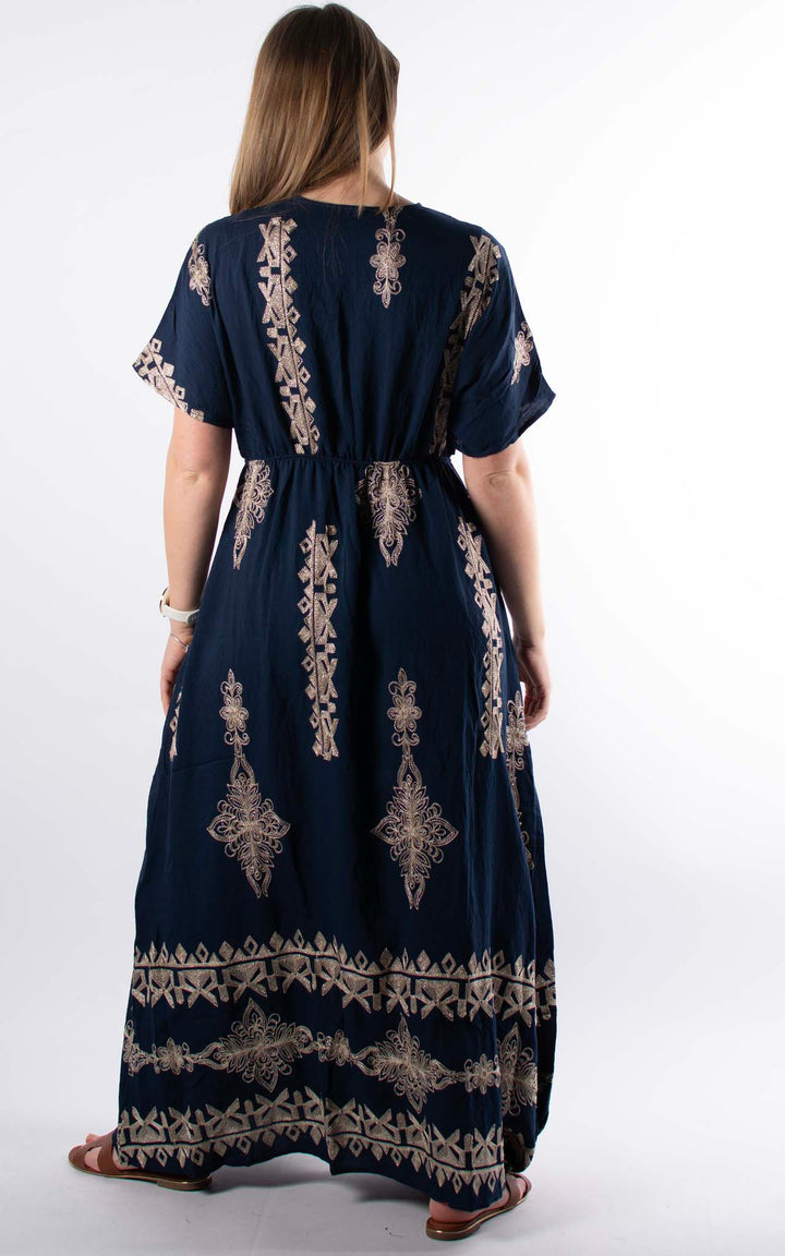 Palma Embroidered Dress | Navy