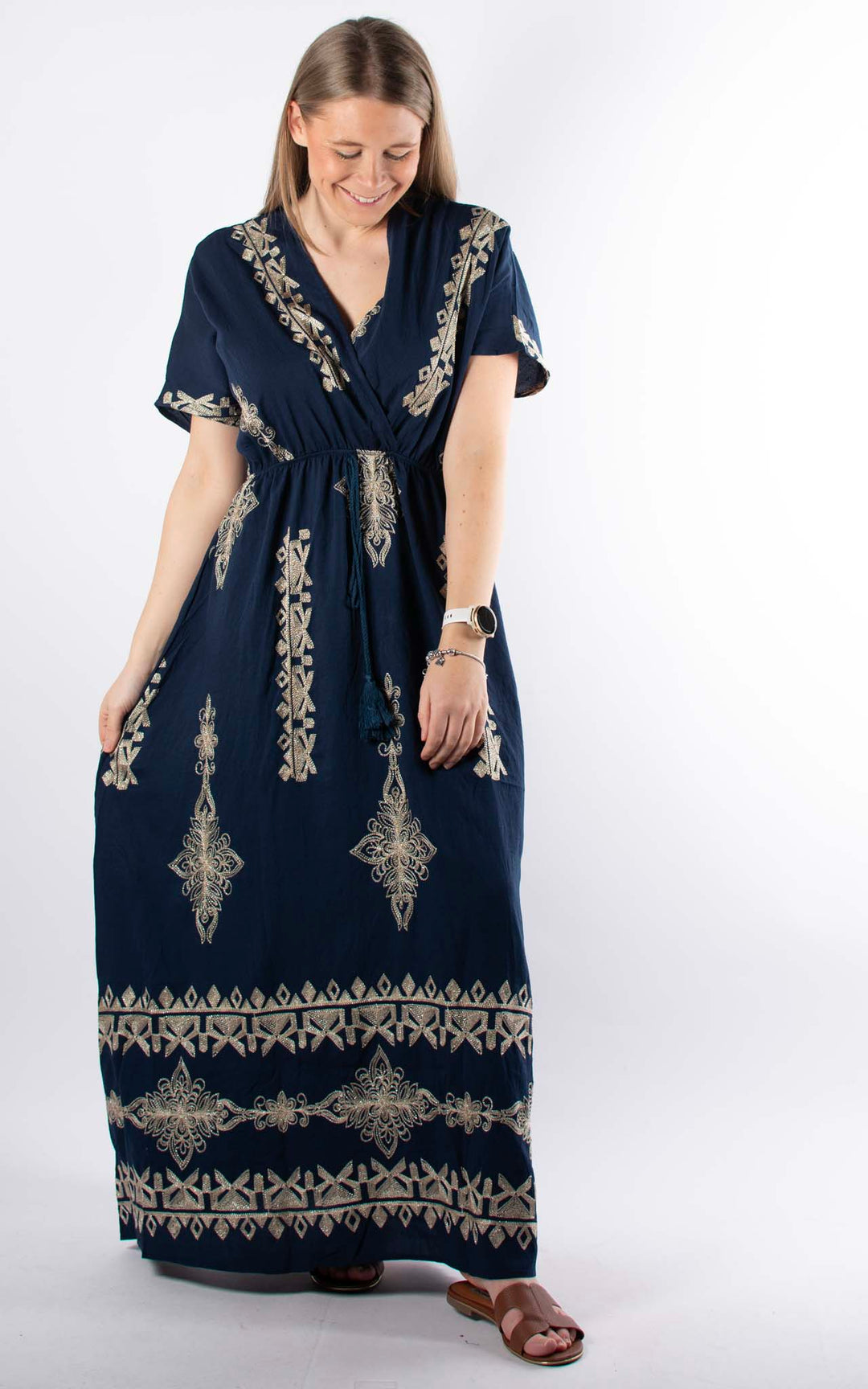 Palma Embroidered Dress | Navy
