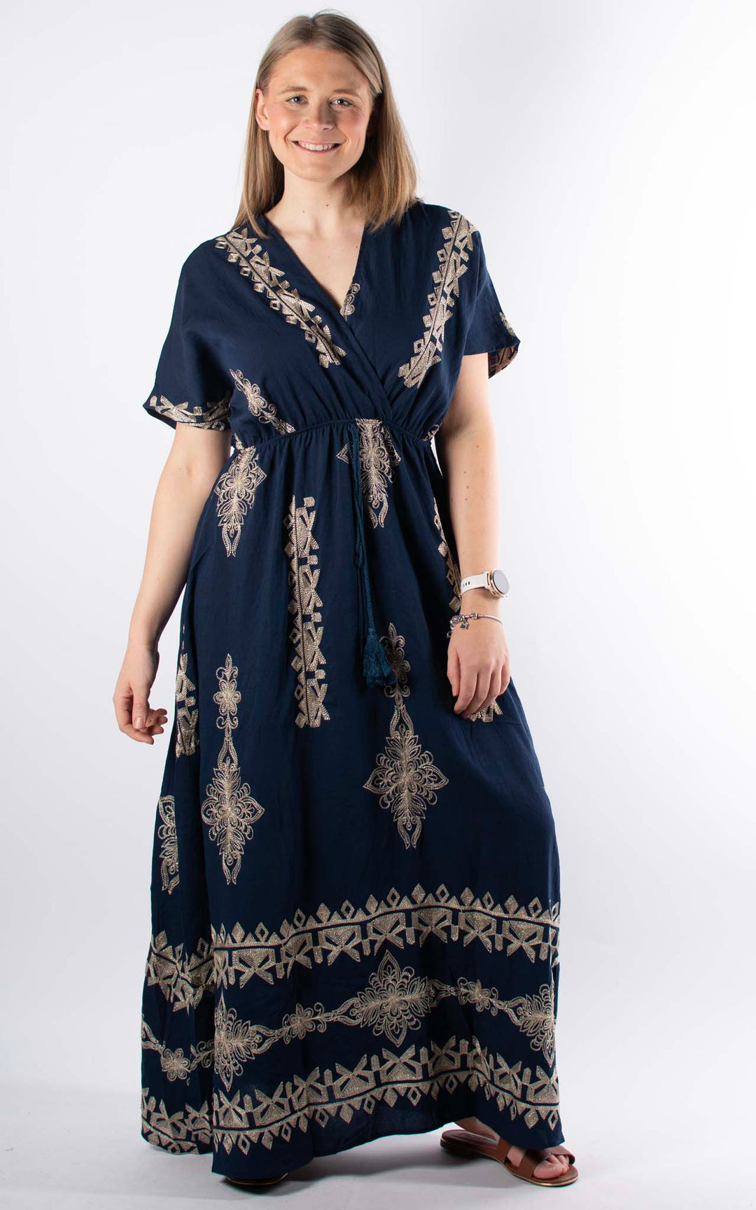 Palma Embroidered Dress | Navy