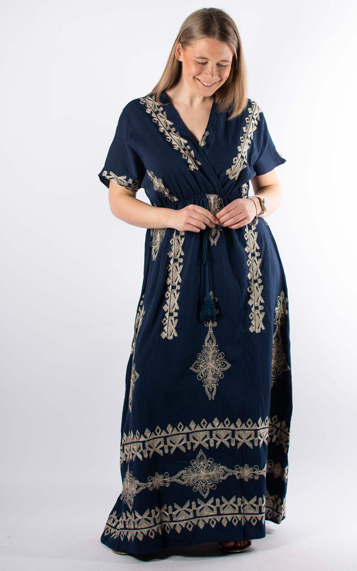 Palma Embroidered Dress | Navy