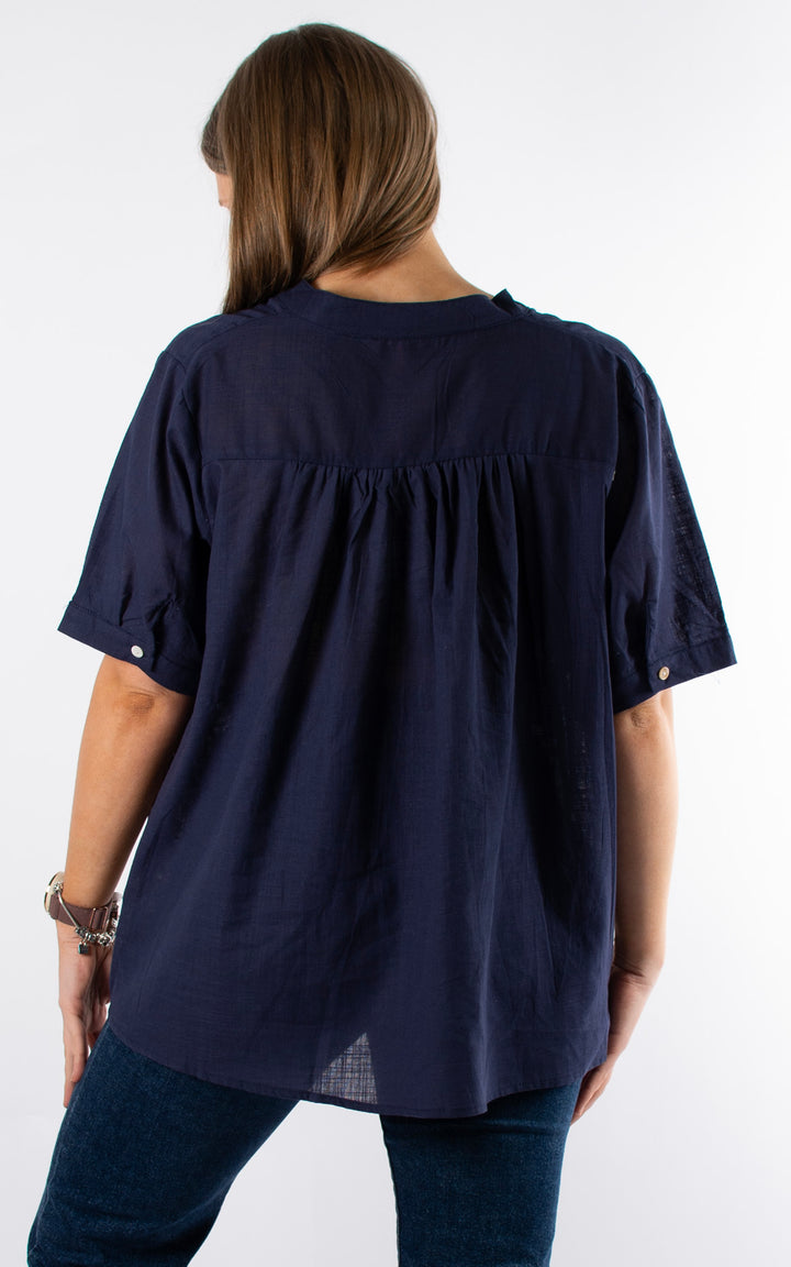 Palma Floral Button T | Navy