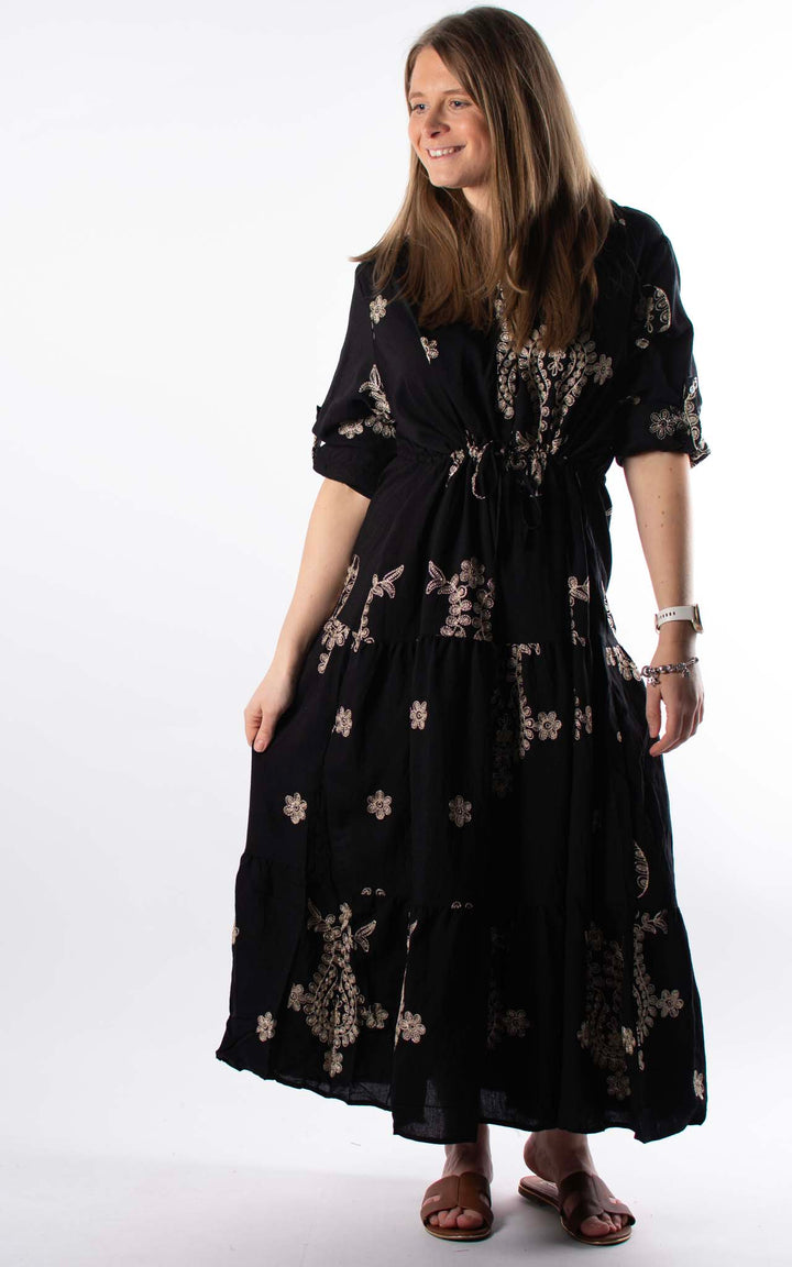 Palma Floral Tiered Dress | Black