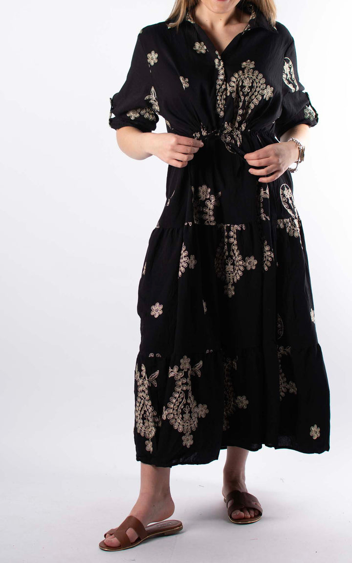 Palma Floral Tiered Dress | Black