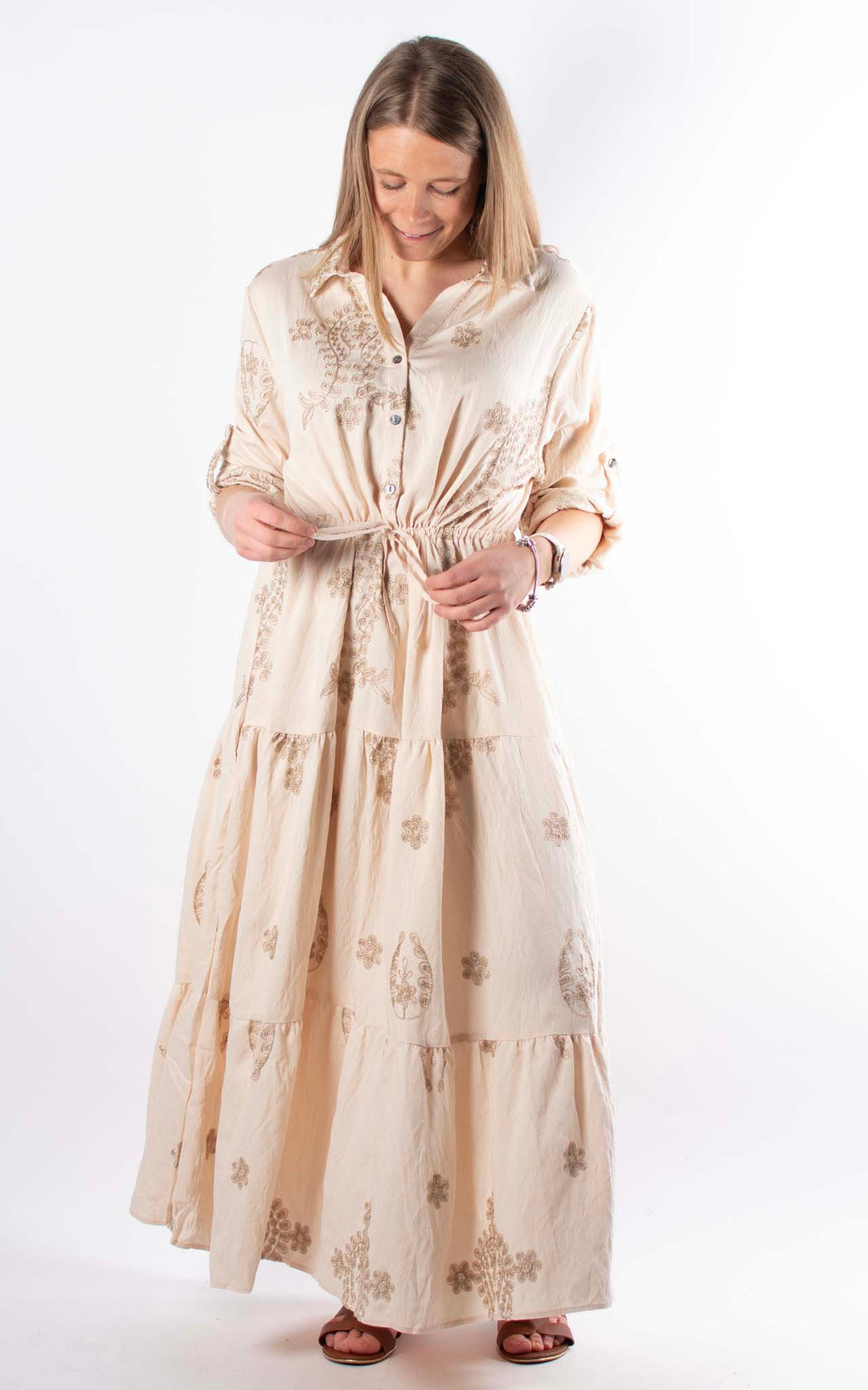 Palma Floral Tiered Dress | Champagne