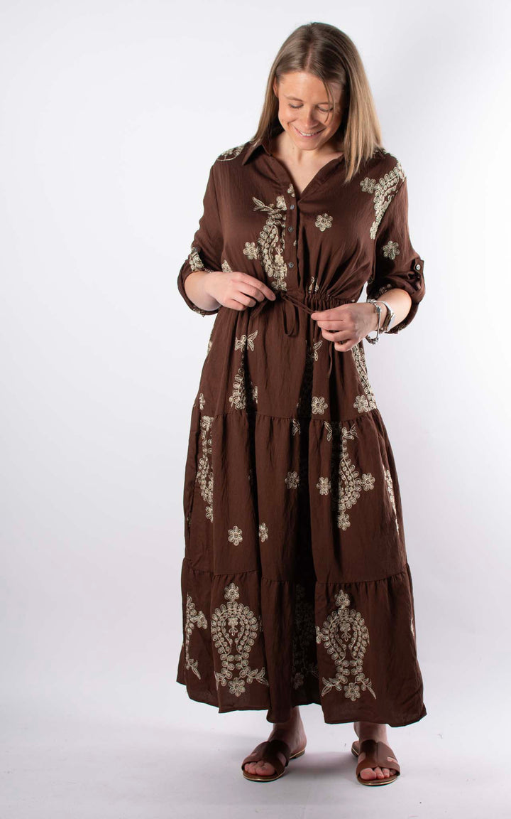 Palma Floral Tiered Dress | Chocolate