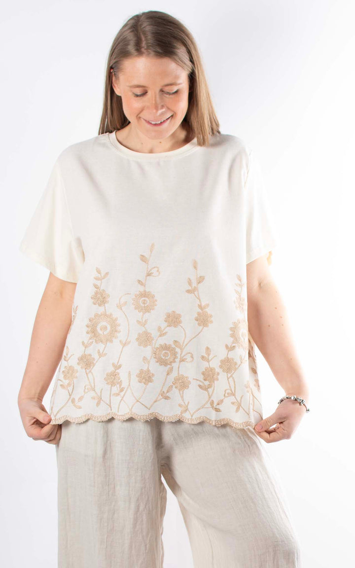 Palma Floral Top | Beige