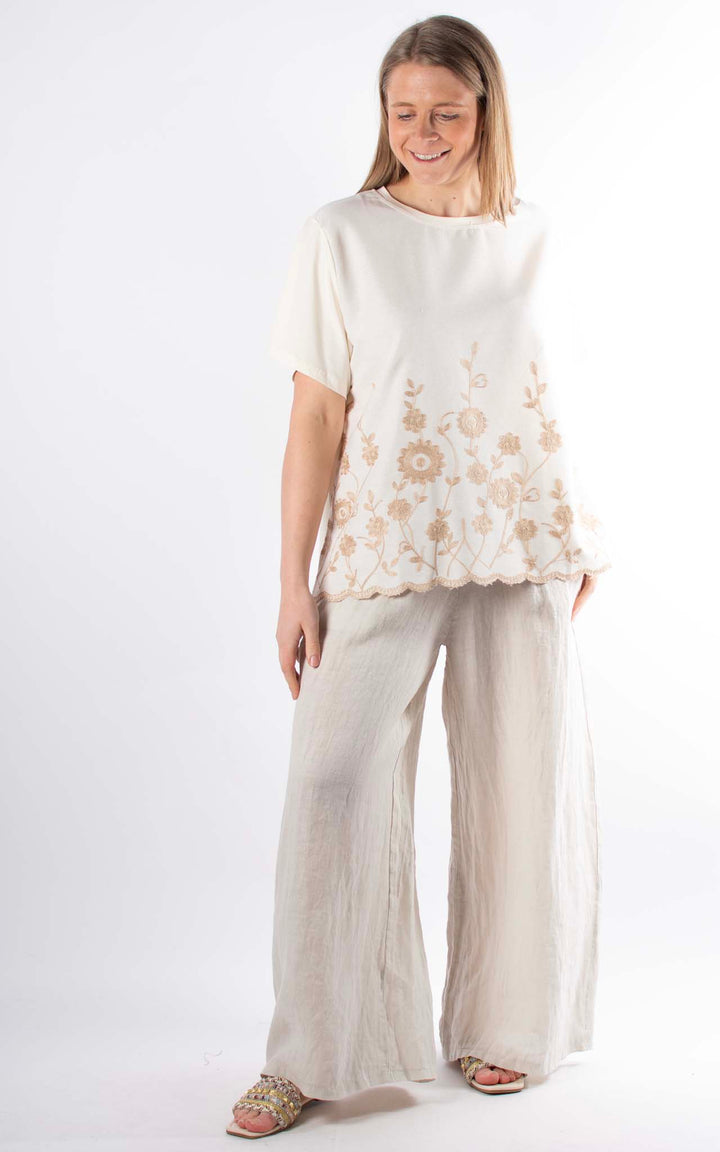 Palma Floral Top | Beige