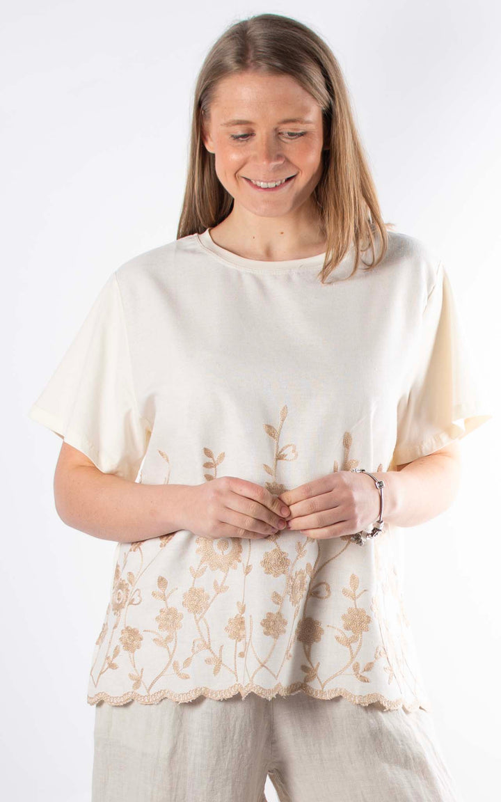 Palma Floral Top | Beige