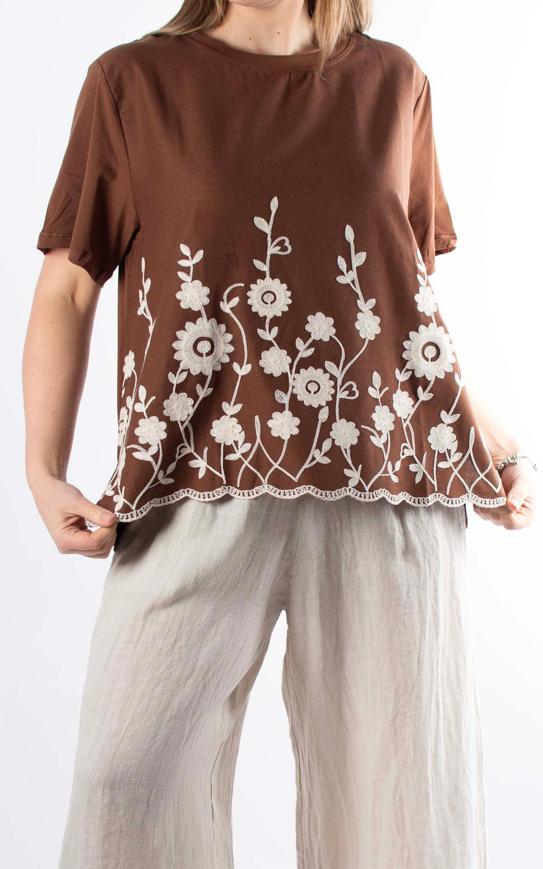 Palma Floral Top | Chocolate