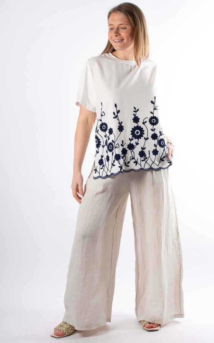 Palma Floral Top | Navy