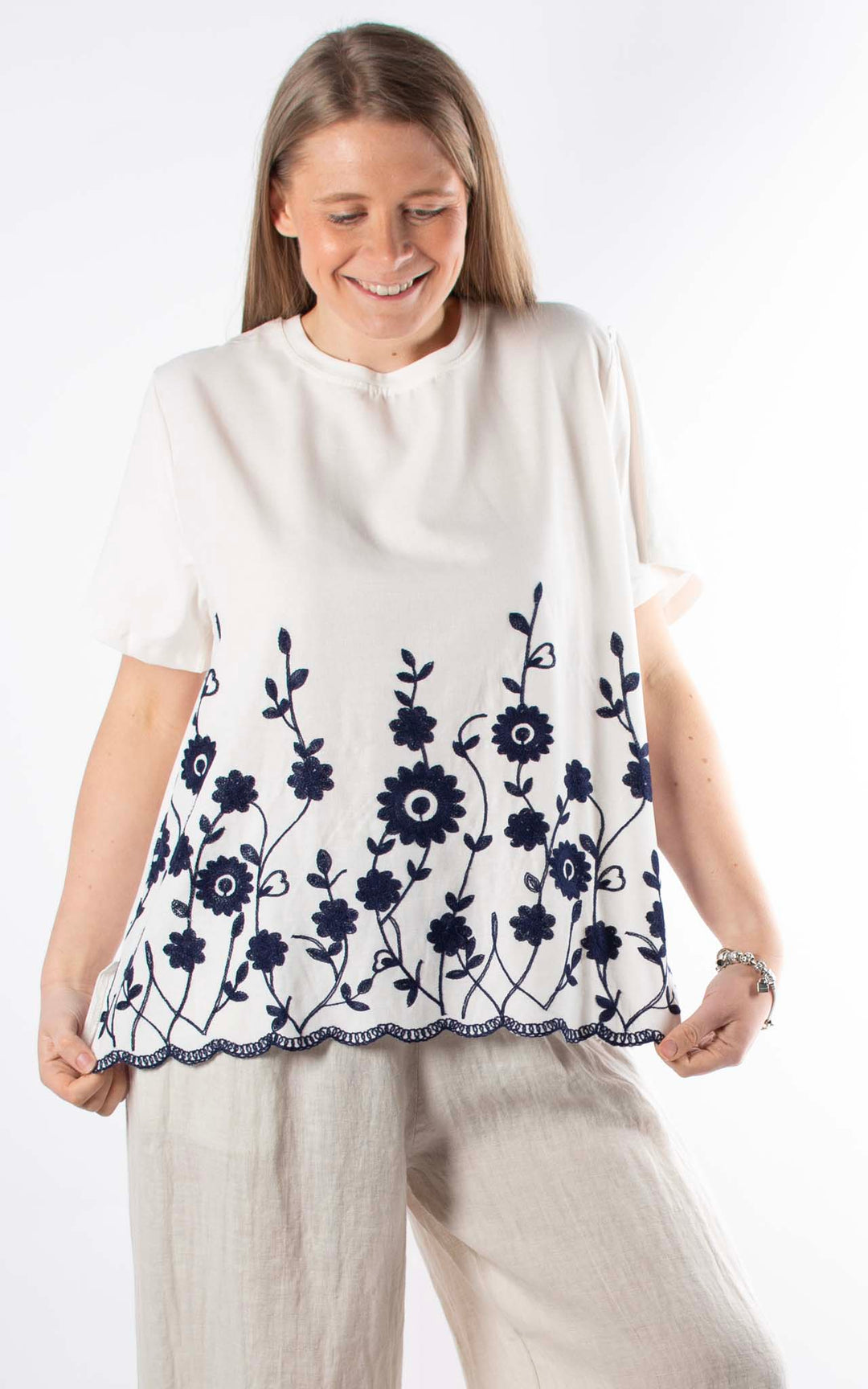 Palma Floral Top | Navy