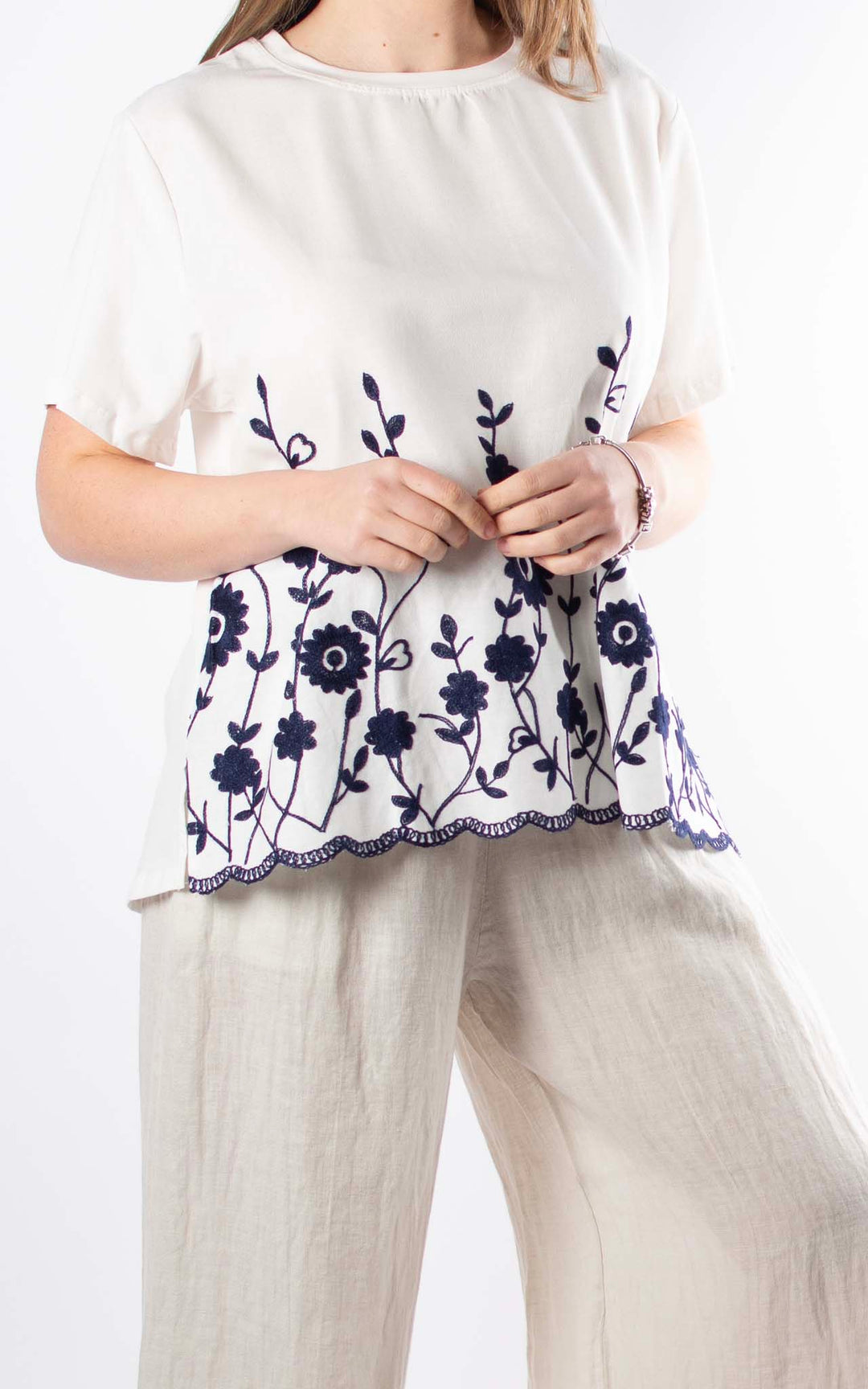 Palma Floral Top | Navy