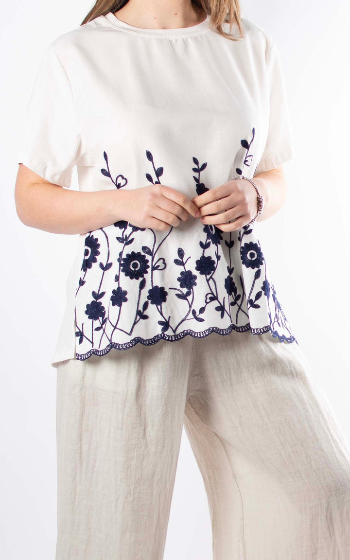 Palma Floral Top | Navy