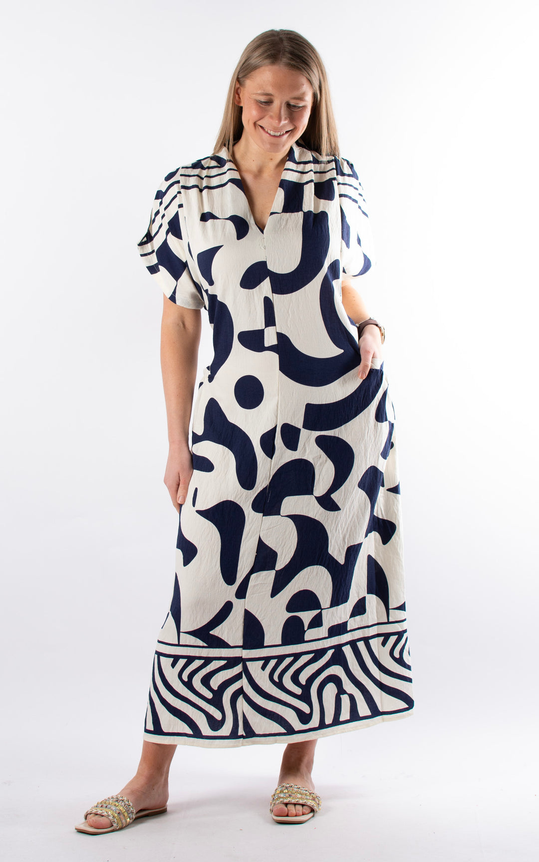 Palma Geometric Dress | Blue