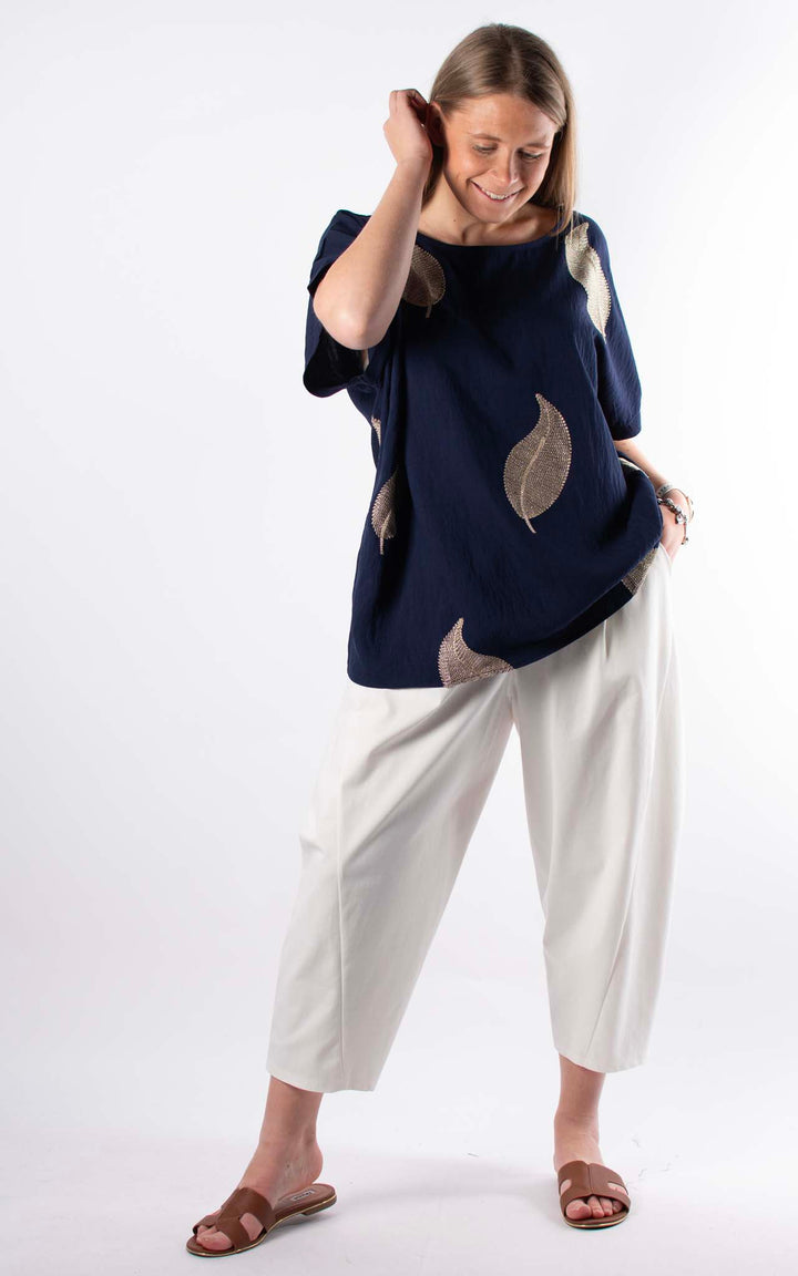 Palma Gold Leaf T | Navy