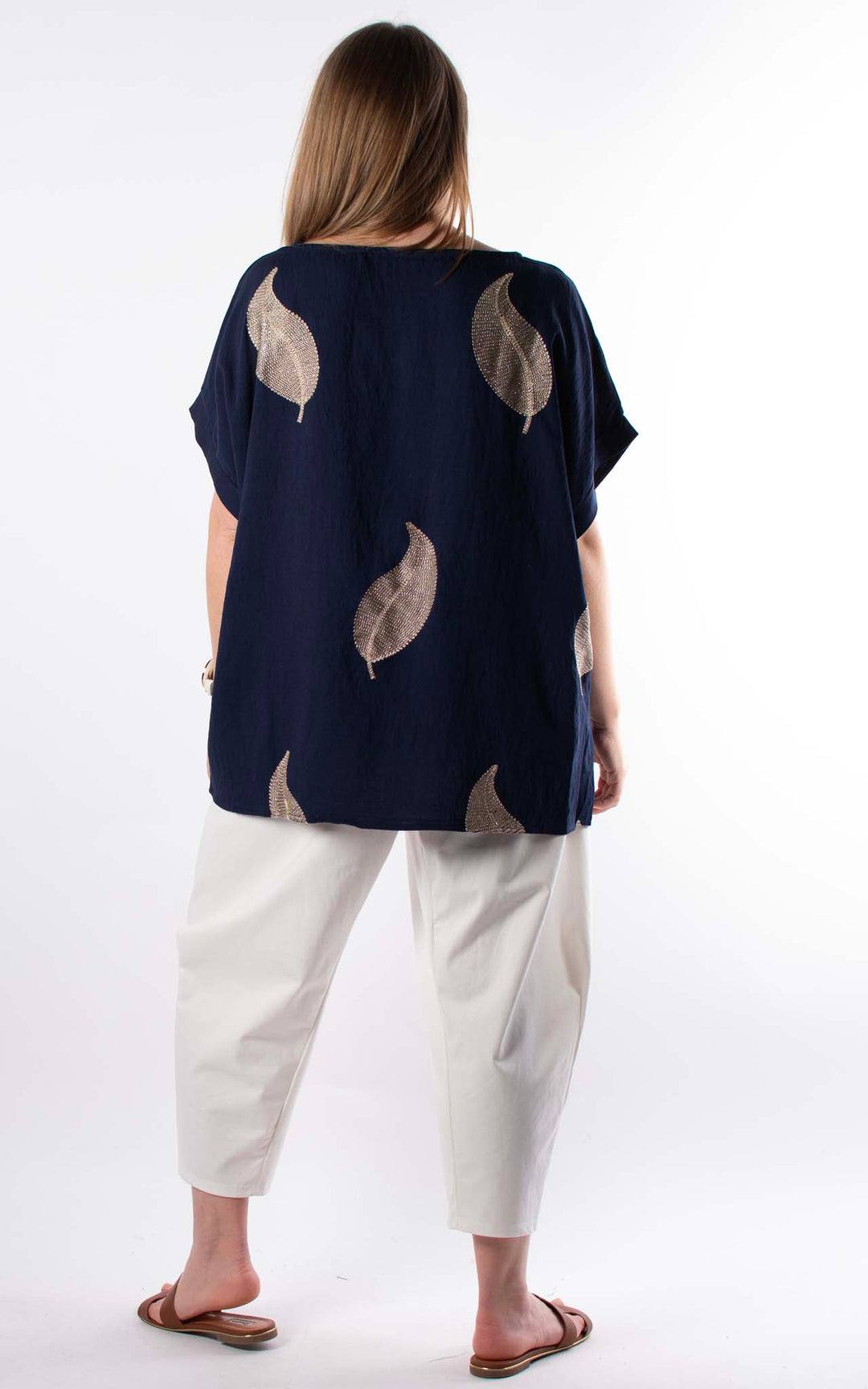 Palma Gold Leaf T | Navy