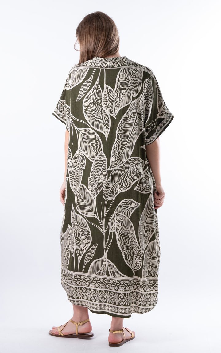 Palma Large Leaf Dress | Green
