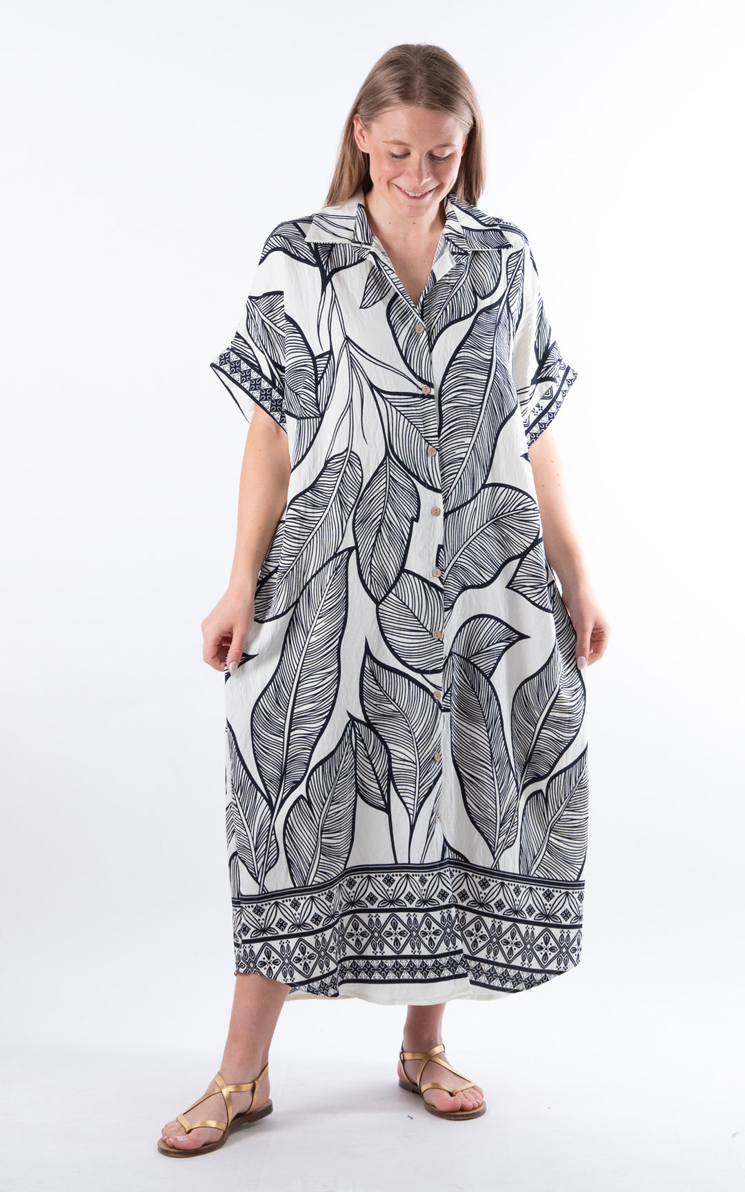 Palma Large Leaf Dress | Ivory