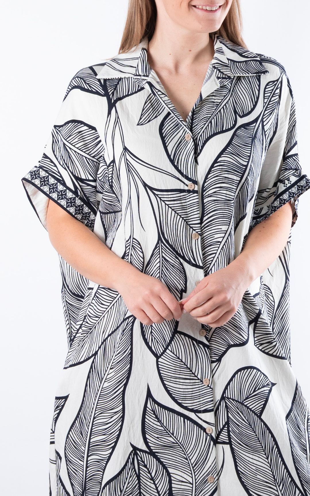 Palma Large Leaf Dress | Ivory