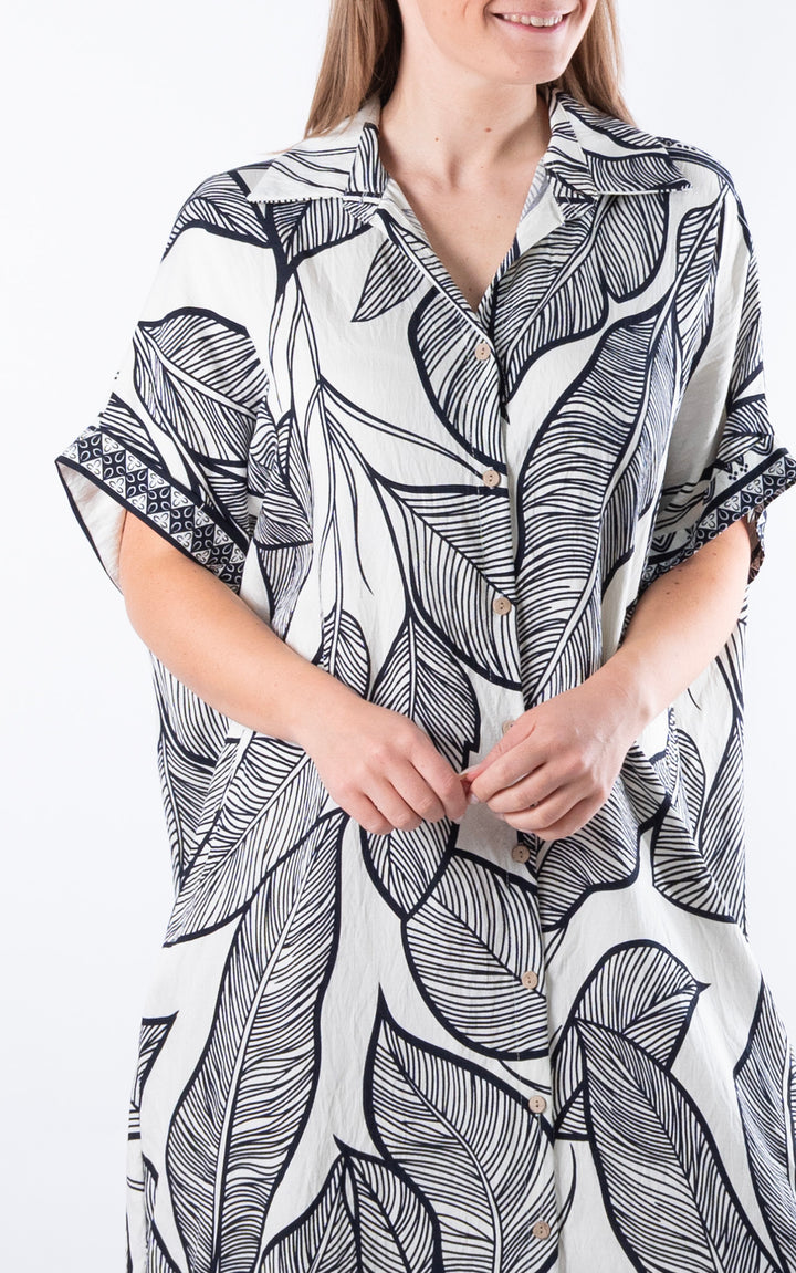 Palma Large Leaf Dress | Ivory