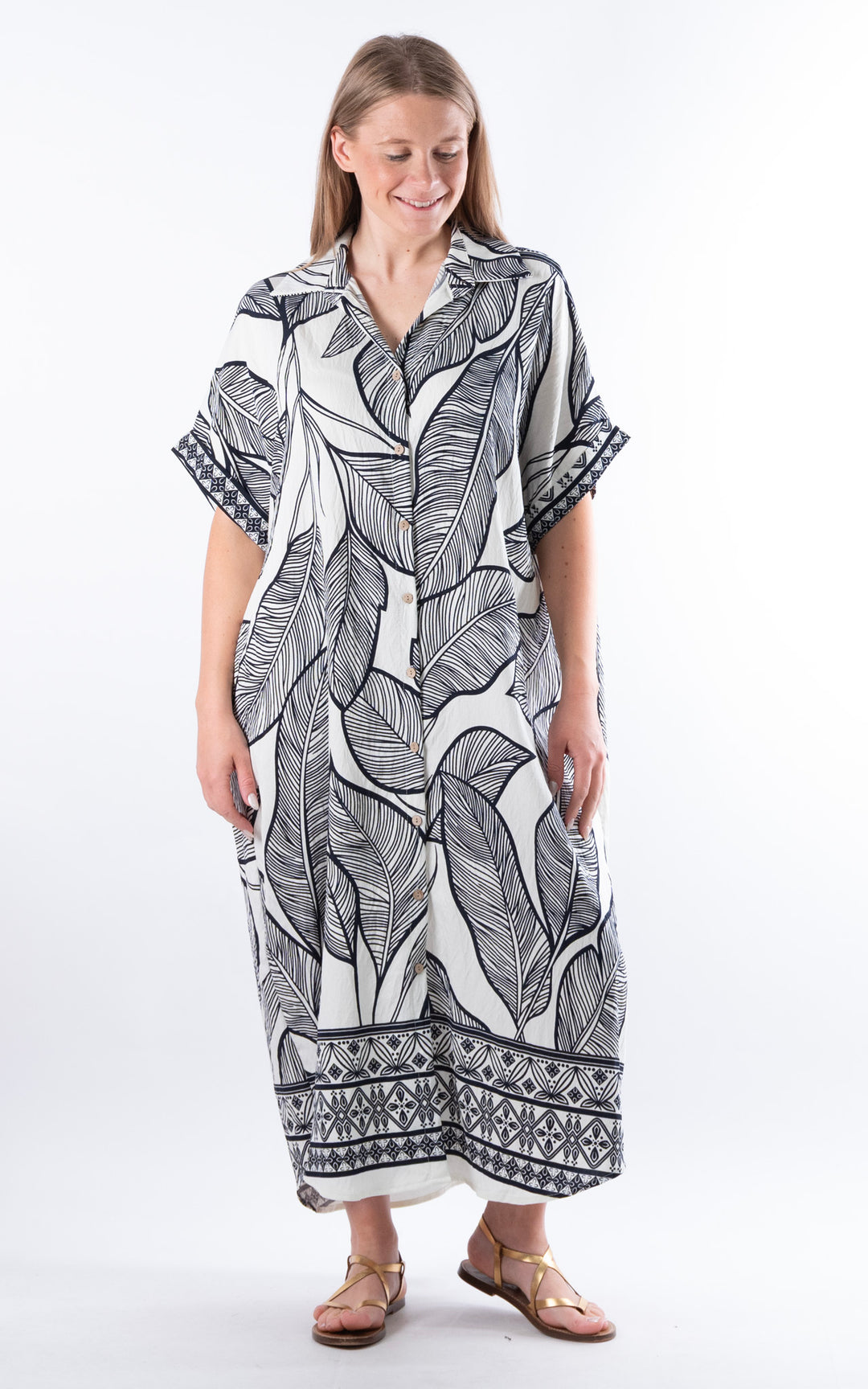 Palma Large Leaf Dress | Ivory
