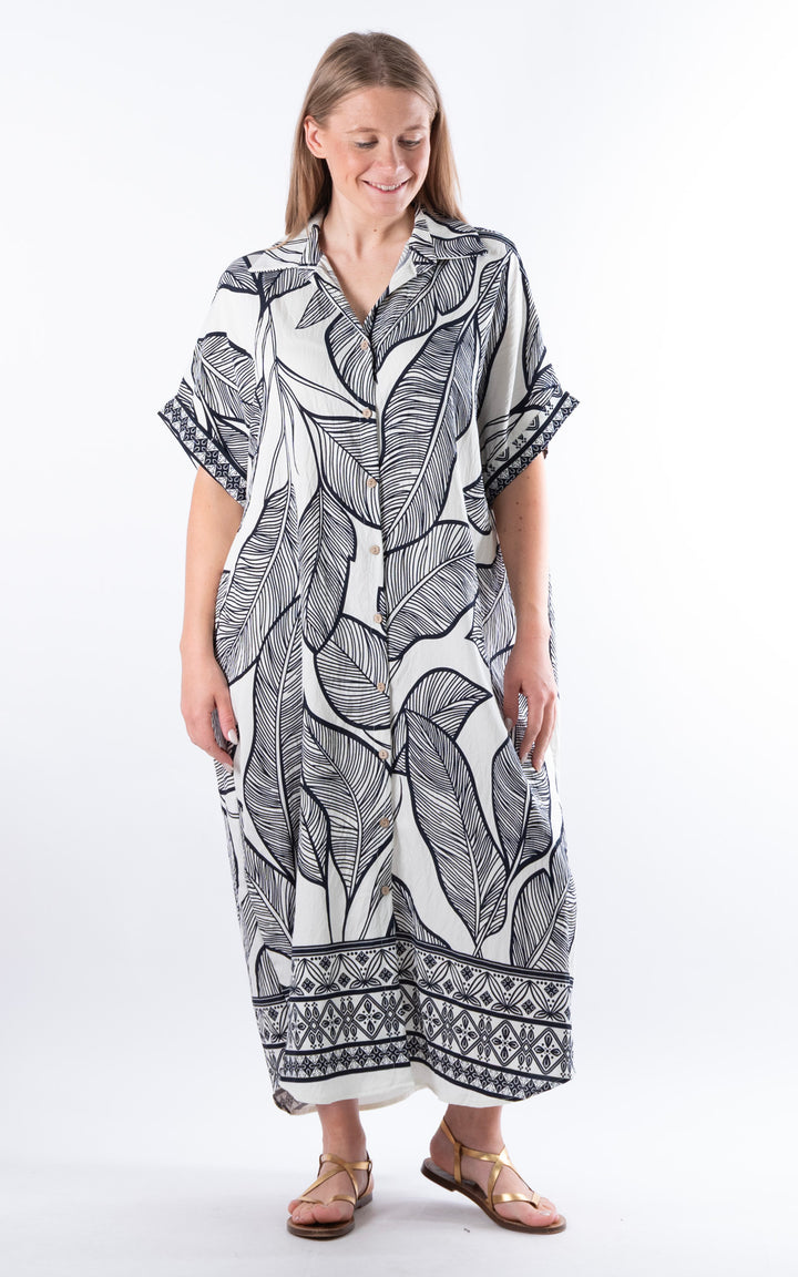 Palma Large Leaf Dress | Ivory