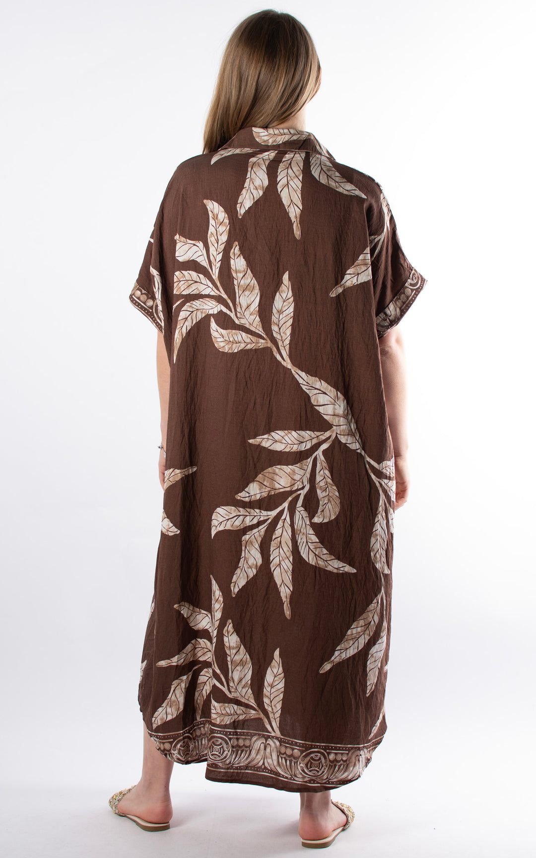 Palma Leaf Tunic Dress | Chocolate