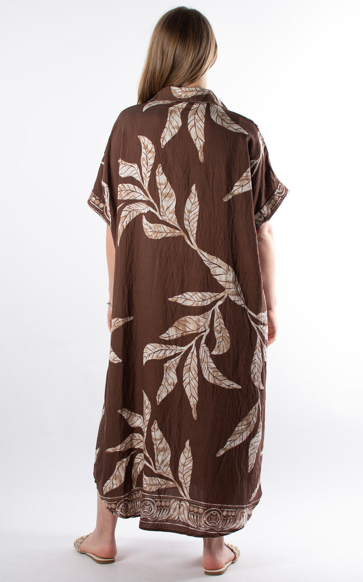 Palma Leaf Tunic Dress | Chocolate