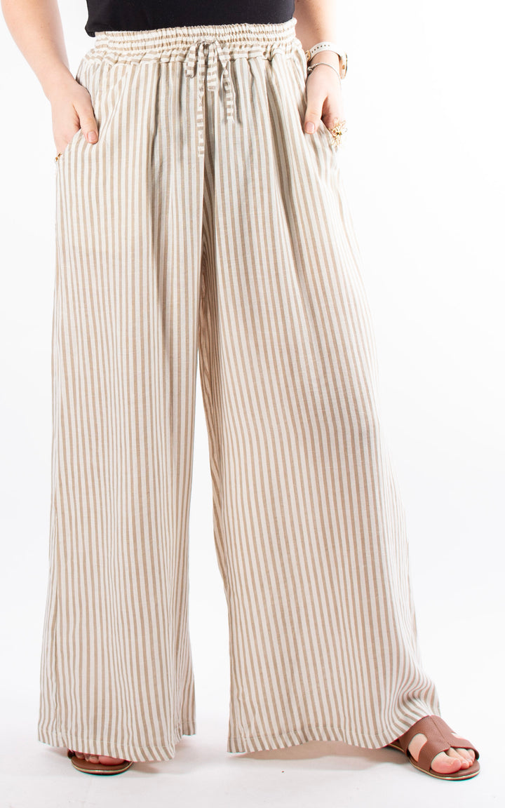 Palma Linen Trousers | Beige Stripe