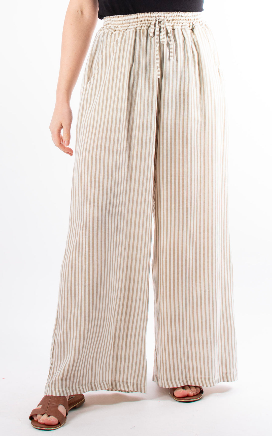 Palma Linen Trousers | Beige Stripe