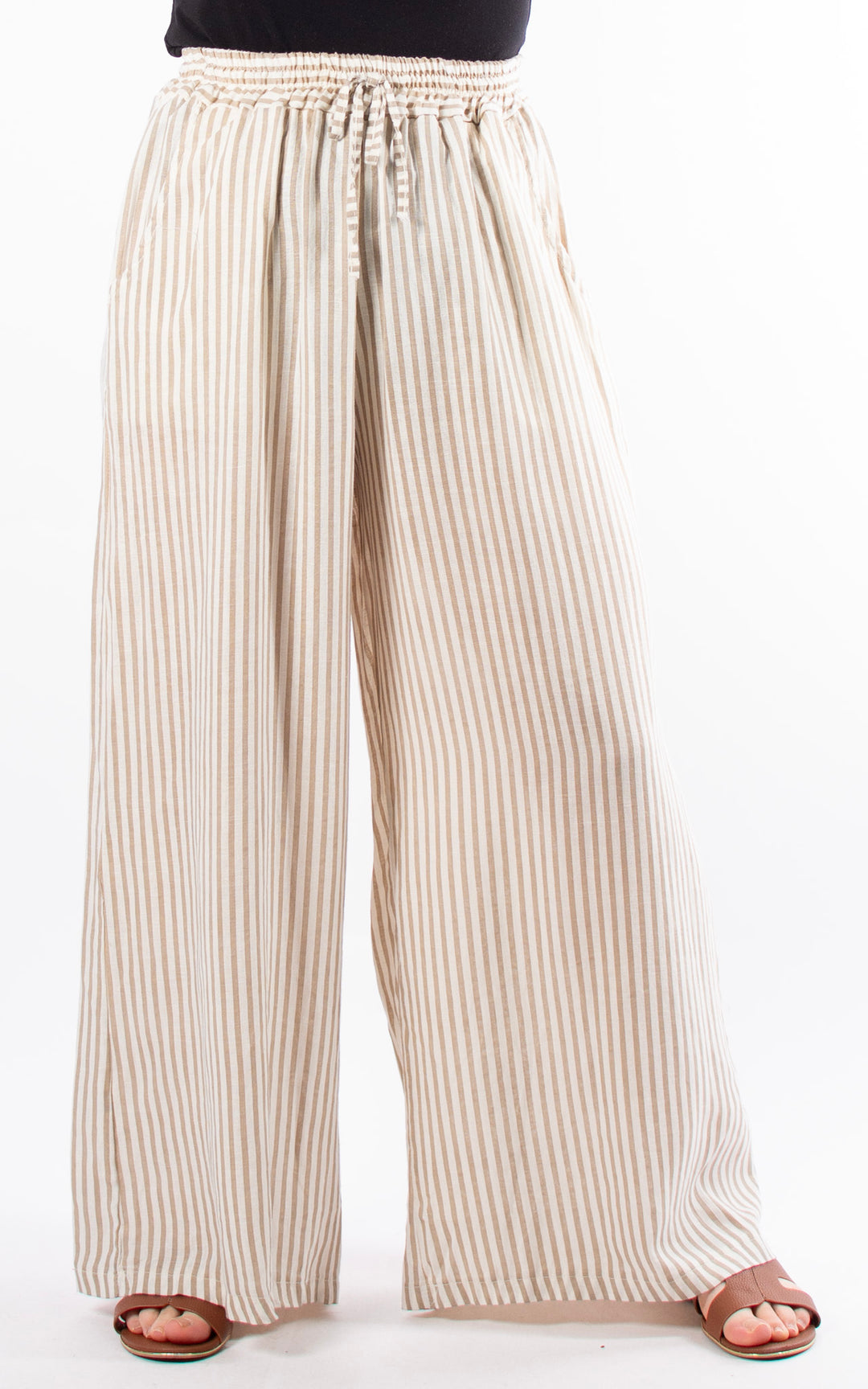 Palma Linen Trousers | Beige Stripe