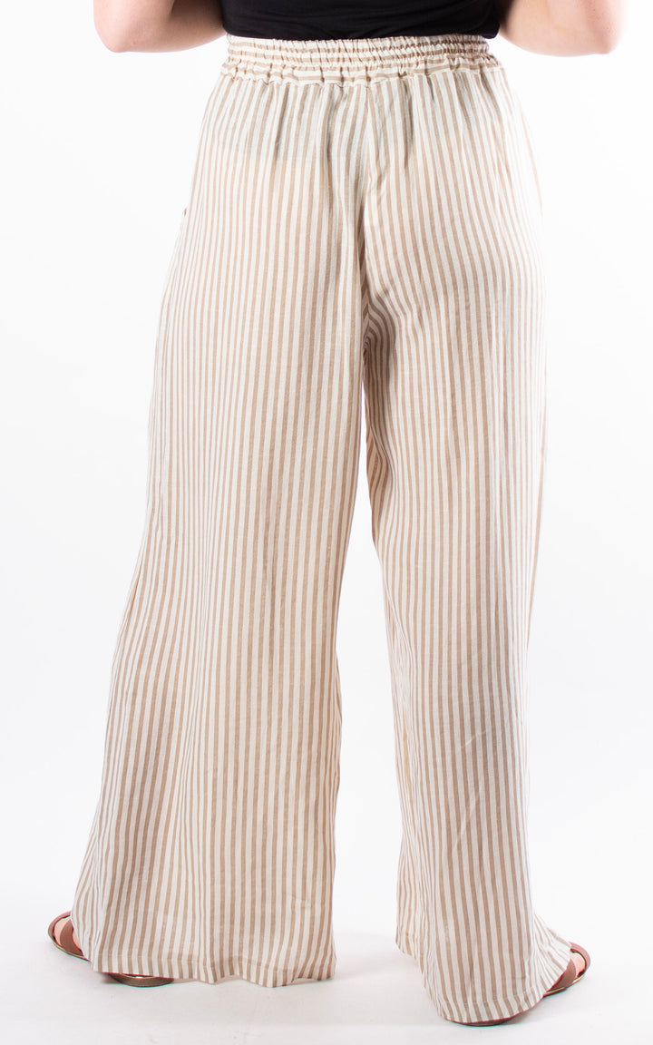 Palma Linen Trousers | Beige Stripe