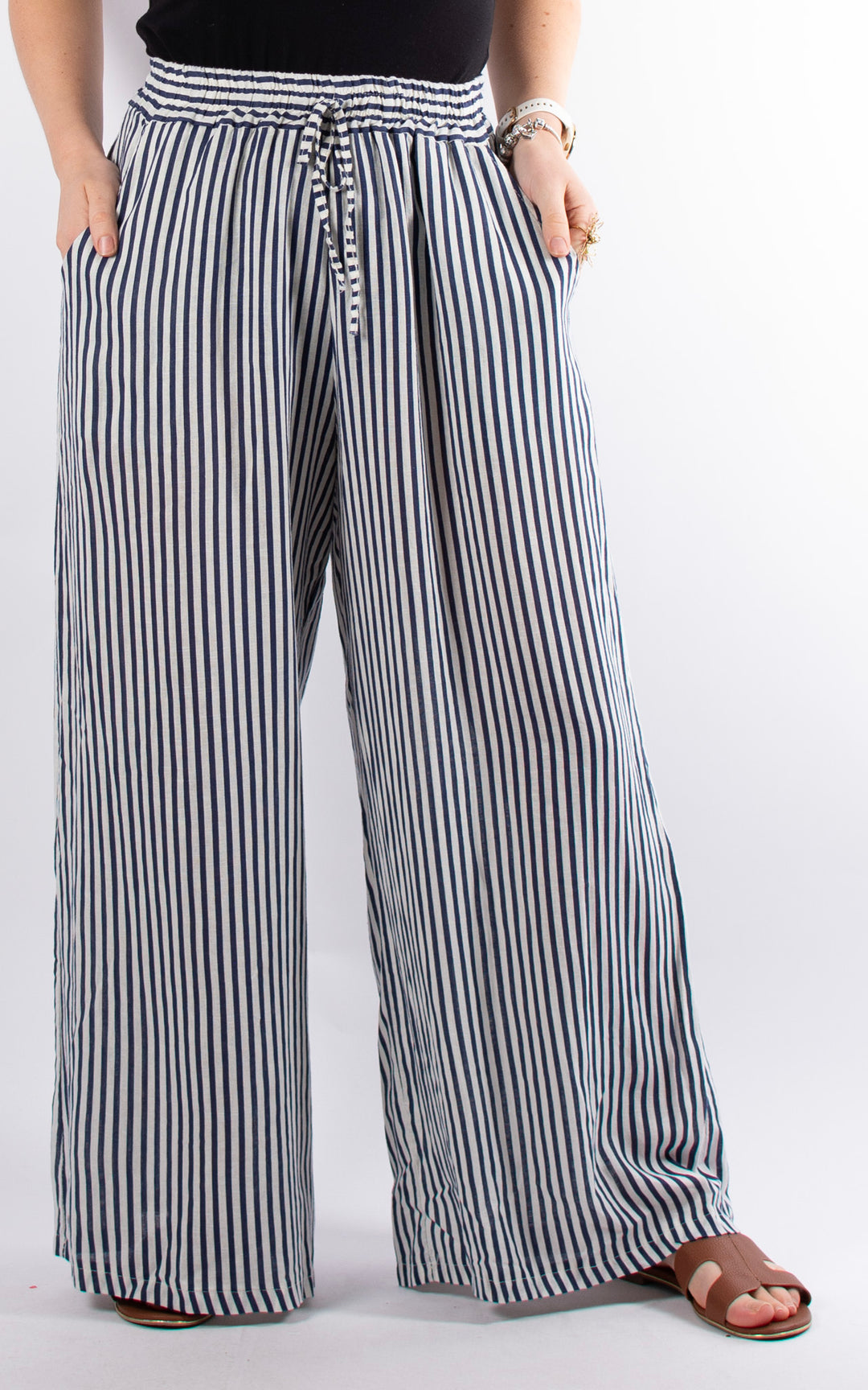 Palma Linen Trousers | Navy Stripe