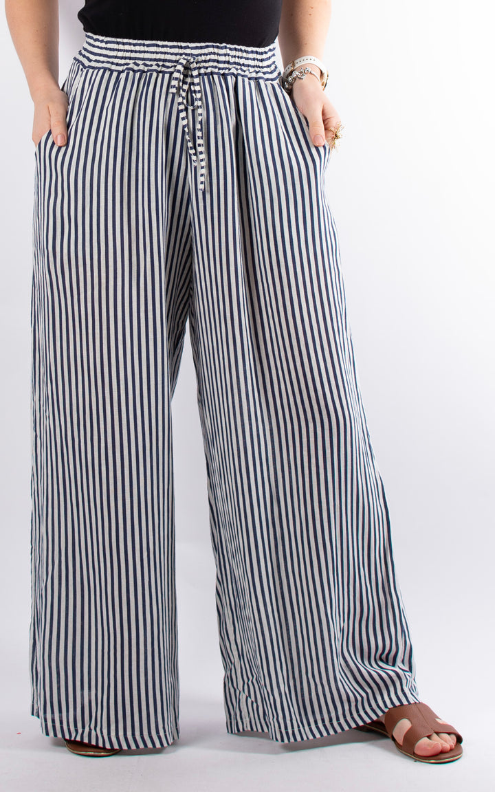 Palma Linen Trousers | Navy Stripe