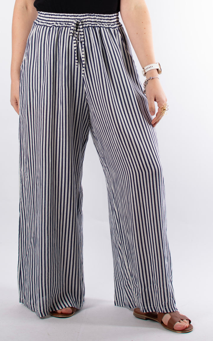 Palma Linen Trousers | Navy Stripe