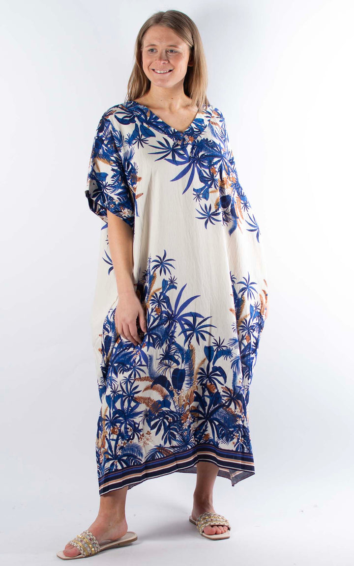 Palma Multi-Leaf Dress | Blue